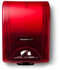 A Picture of product 967-589 OptiServ Hybrid® Roll Towel Dispenser. Red. Touch free, controlled use. 12 1/8" x 16 13/16" x 9 3/16".
