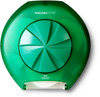A Picture of product 967-595 OptiCore® Revolution® Toilet Paper Dispenser. Green. 14 1/8" x 14 9/16" x 6 5/16". High capacity, controlled use.
