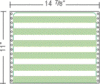 A Picture of product 000-818 Continuous Form Computer Paper. 14-7/8" Wide x 11" Tall. White Bond 1/2" Green Bar Stripe. 15 lb. Weight. 1-Ply. 3500  sheets/cs.