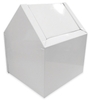 A Picture of product 966-745 Hospeco Double Entry Swing Top Floor Receptacle. White. Metal. 9" W x 9" D x 10.75" H.
