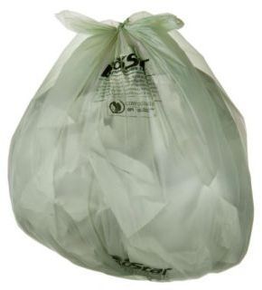 Can Liner. 40 x 46. 1 mil. 40 - 45 Gallon. Biodegradable and Compostable. Green BioStar. Meets ASTM D6400 Standards. 100/cs.