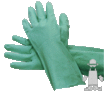 A Picture of product 280-333 Gloves. Nitrile, Flock Lined, Green Color, 15 Mil Thickness, Small Size.  1 Pair/Bag, 12 Dozen/Case, 144 Pairs/Case.