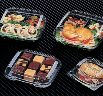 ClearView™ SmartLock® Hinged Lid Container.  Clear Color.  9.25" x 6.25" x 3.25".