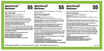 Secondary Label for SparClean Delimer 55.