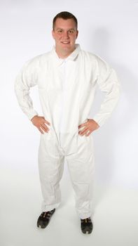 Coverall.  Breathable Micro Film Material. White Color.  Size 2XL.  No Hood or Feet.  Elastic Wrists and Ankles.  Individually Packaged.
