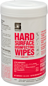 Hard Surface Disinfecting Wipes.  Lemon Scent.  125 Wipes/Canister.