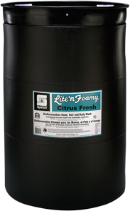 Lite'n Foamy® Citrus Fresh.  Foaming Hand, Hair, and Body Wash.  55 Gallon Drum.