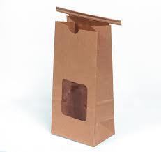 Tin Tie Bag.  Kraft Paper with Window.  4-3/4" x 2-1/2" x 9-1/2".  1 lb.  Plain Paper.
