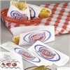 A Picture of product 209-307 Hot Dog Bag.  Grease Resistant Paper.  3-1/2" x 1-1/2" x 8-1/2".  Conventional Style, Retro Design (Blue/White Colors). 1000 Bags Per Case