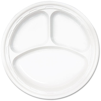 Famous Service® Plastic Dinnerware.  9" Diameter Plate.  White Color.  125 Plates/Sleeve.