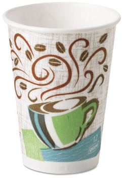 Dixie® PerfecTouch® Insulated Paper Hot Cups. 12 oz. Coffee Haze Design. 50 cups/sleeve, 20 sleeves/case.