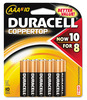 A Picture of product DUR-MN2400B10Z Duracell® CopperTop® Alkaline Batteries with Duralock Power Preserve™ Technology, AAA, 10/Pk