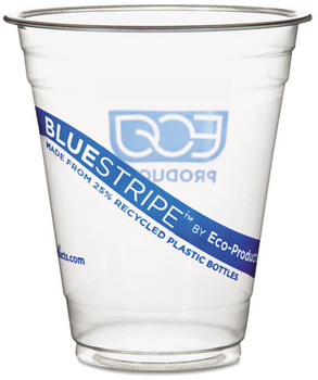 Eco-Products® BlueStripe™ Recycled Content Clear Plastic Cold Drink Cups, 9oz, Clear, 50/Pack, 20 Packs/Case