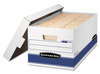 A Picture of product FEL-00701 Bankers Box® STOR/FILE™ Medium-Duty Storage Boxes Letter Files, 12.88" x 25.38" 10.25", White/Blue, 12/Carton