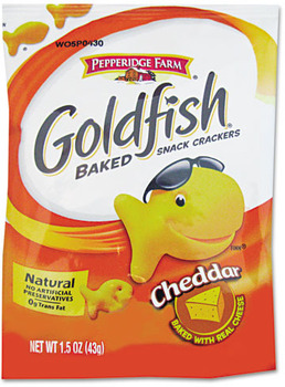 Pepperidge Farm® Goldfish® Crackers, Cheddar, Single-Serve Snack, 1.5oz Bag, 72/Carton