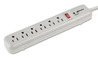 A Picture of product IVR-71654 Innovera® Surge Protector 7 AC Outlets, 4 ft Cord, 1,080 J, White