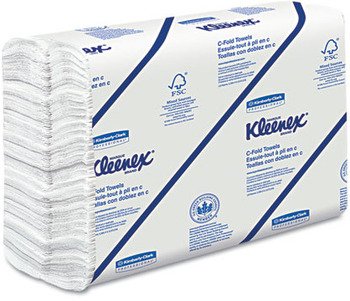 KIMBERLY-CLARK PROFESSIONAL* KLEENEX® Folded Paper Towels, 9 1/5 x 9 2/5, White, 150/Pack, 16/Carton