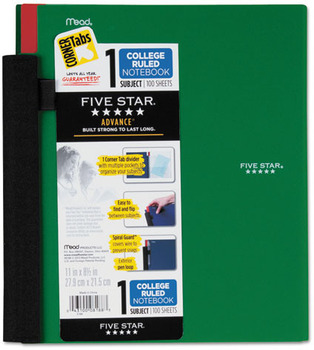 Five Star® Advance® Wirebound Notebook, College Rule, Letter, 5 Subject 200 Sheets/Pad