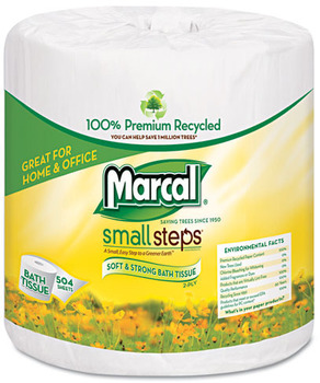 Marcal® Small Steps® 100% Premium Recycled Two-Ply Bathroom Tissue, 96 Rolls/Carton