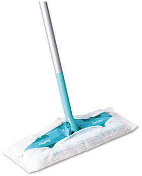 Swiffer® Sweeper® Mop, 10 x 4.8 White Cloth Head, 46" Green/Silver Aluminum/Plastic Handle