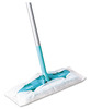 A Picture of product 973-915 Swiffer® Sweeper® Mop, 10 x 4.8 White Cloth Head, 46" Green/Silver Aluminum/Plastic Handle