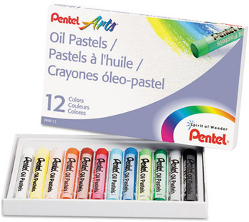 Pentel® Oil Pastel Set With Carrying Case12-Color Set, Assorted, 12/Set