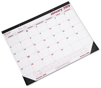 Brownline® Monthly Desk Pad Calendar 22 x 17, White/Burgundy Sheets, Black Binding, Corners, 12-Month (Jan to Dec): 2024
