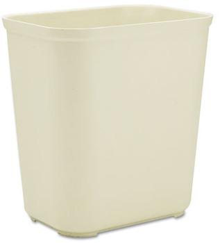 Rubbermaid® Commercial Fiberglass Wastebasket, Rectangular, Fiberglass, 7gal, Beige Fire Resistant