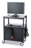 A Picture of product SAF-8943BL Safco® AV Adjustable Steel Cart With Cabinet, 26-3/4w x 20-1/2d x 26 to 42h, Black