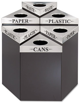 Safco® Trifecta™ Waste Receptacle38" High Base, Triangular, 21gal, Black