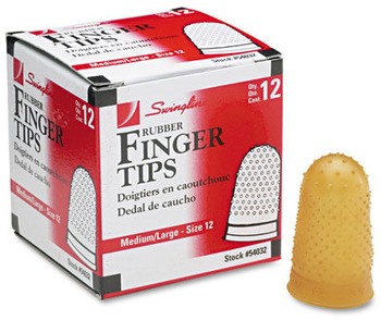 Swingline® Rubber Finger Tips, Size 12, Medium/Large, Amber, 1/Dozen