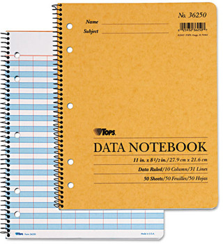 TOPS® Data Notebookw/Nine Columns, 8-1/2 x 11, White, 50 Sheets/Pad