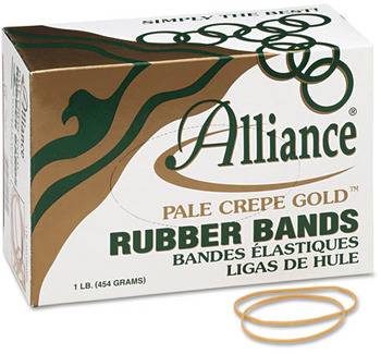 Alliance® Pale Crepe Gold® Rubber Bands, Size 19, 3-1/2 x 1/16, 1lb Box