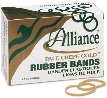 Alliance® Pale Crepe Gold® Rubber Bands, Size 32, 3 x 1/8, 1lb Box