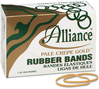 Alliance® Pale Crepe Gold® Rubber Bands, Size 33, 3-1/2 x 1/8, 1lb Box