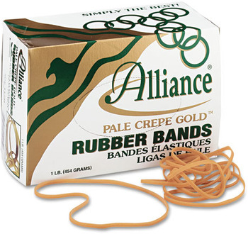 Alliance® Pale Crepe Gold® Rubber Bands, Size 117B, 7 x 1/8, 1lb Box