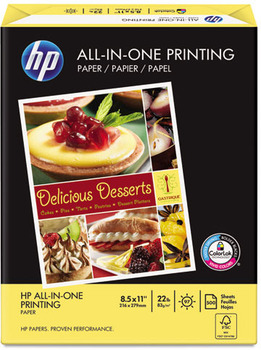 HP All-in-One Printing Paper, 97 Brightness, 22lb, 8-1/2 x 11, White, 500 Sht/Ream