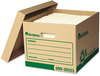 A Picture of product UNV-28223 Universal® Recycled Medium-Duty Record Storage Box Letter/Legal Files, 12" x 15" x 10", Kraft/Green, 12/Carton