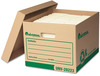 A Picture of product UNV-28223 Universal® Recycled Medium-Duty Record Storage Box Letter/Legal Files, 12" x 15" x 10", Kraft/Green, 12/Carton