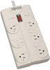 A Picture of product TRP-TLP808TEL Tripp Lite Protect It!™ Eight-Outlet Surge Suppressor, 8 Outlet, RJ11, 8ft Cord, 2160 Joules