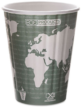 Eco-Products® World Art™ Insulated Hot Cups, 12oz, Dark Green, 600/Carton