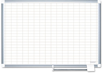 MasterVision™ Grid Planning Board, 1x2" Grid, 36x24, White/Silver