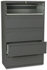 A Picture of product HON-795LS HON® Brigade® 700 Series Lateral File 4 Legal/Letter-Size Drawers, 1 Shelf, Post Charcoal, 42" x 18" 64.25"