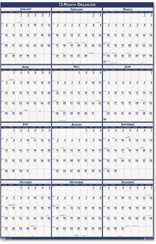 House of Doolittle™ 100% Recycled Poster Style Reversible/Erasable Yearly Wall Calendar 24 x 37, White/Blue/Gray Sheets, 12-Month (Jan to Dec): 2024