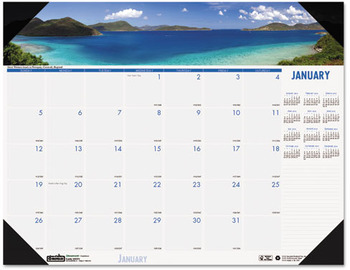 House of Doolittle™ Earthscapes™ 100% Recycled Coastlines Monthly Desk Pad Calendar Photos, 22 x 17, Black Binding/Corners,12-Month (Jan-Dec): 2024