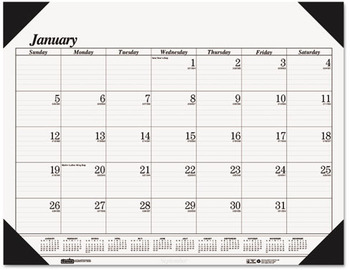 House of Doolittle™ 100% Recycled One-Color Dated Monthly Desk Pad Calendar Refillable 22 x 17, White Sheets, Black Binding/Corners,12-Month(Jan-Dec): 2024