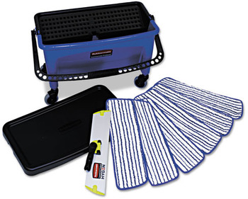 Rubbermaid® Commercial Microfiber Floor Finishing System, 27gal, Blue/Black/White