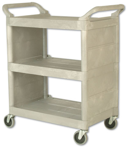 Rubbermaid Commercial Products (Newell) FG342488PLAT Rubbermaid® Commercial  Three-Shelf Service Cart, Three-Shelf, 18-5/8w x 33-5/8d x 37-3/4h,  Platinum