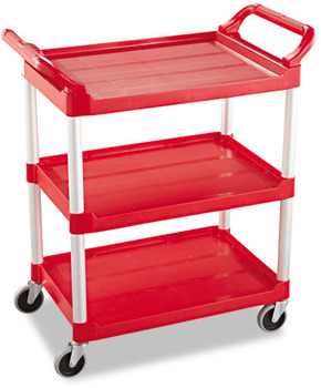 Rubbermaid® Commercial Three-Shelf Service Cart, 200lb Cap, 18 5/8w x 33 5/8d x 37 3/4h, Red