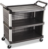 A Picture of product RCP-4093BLA Rubbermaid® Commercial Xtra™ Utility Cart, 300lb Cap, 3-Shelf, 20w x 40 5/8d x 37 4/5h, Black